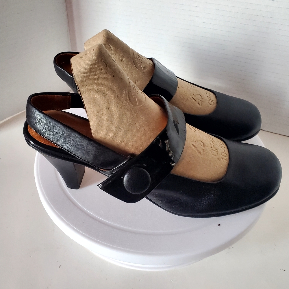 Gentle Soul Black Leather Mary Jane Sling Back Shoes Size 8.5 - Picture 3 of 6